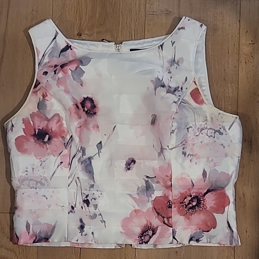WHBM Floral Sleeveless Top - Pink and White